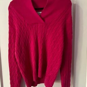 Charter Club Pink Cotton Nylon Sweater Size Medium Collar